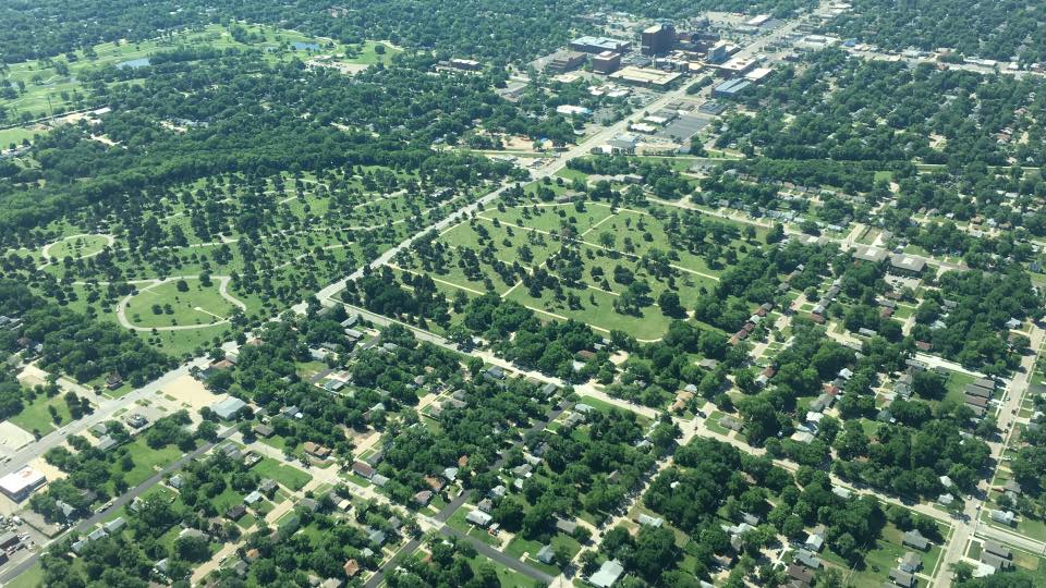 Aerial view taken ab ove the Cemetary